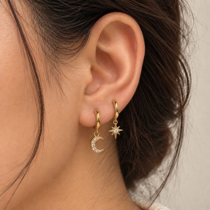 Star & moon hoops
