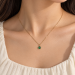 emerald round necklace