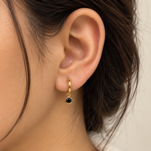 Black dainty hoops