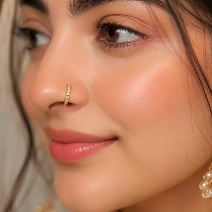 Titanium stone nose ring