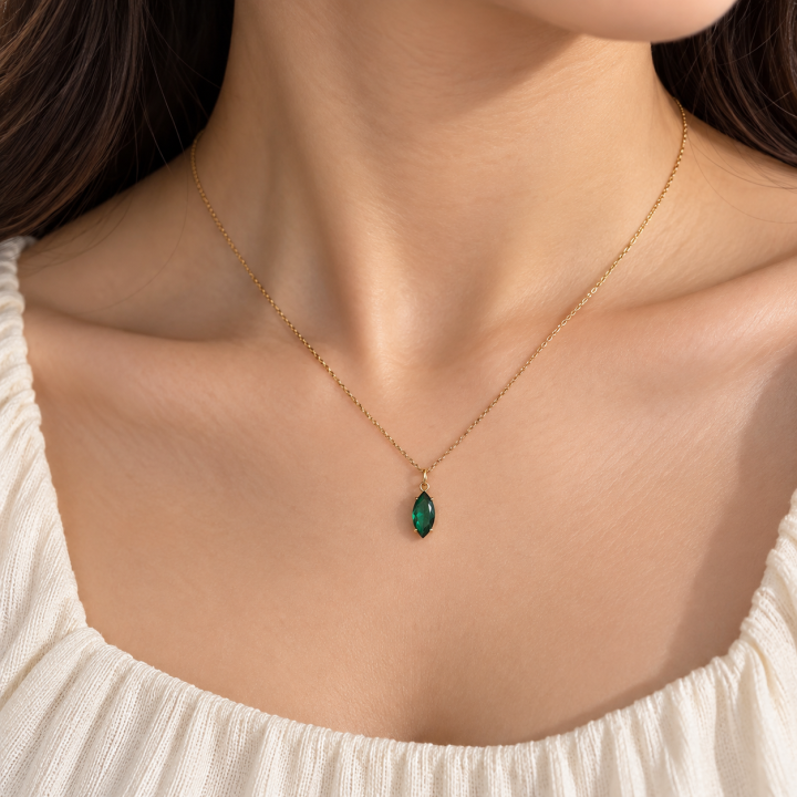 Emerald Solitaire Necklace