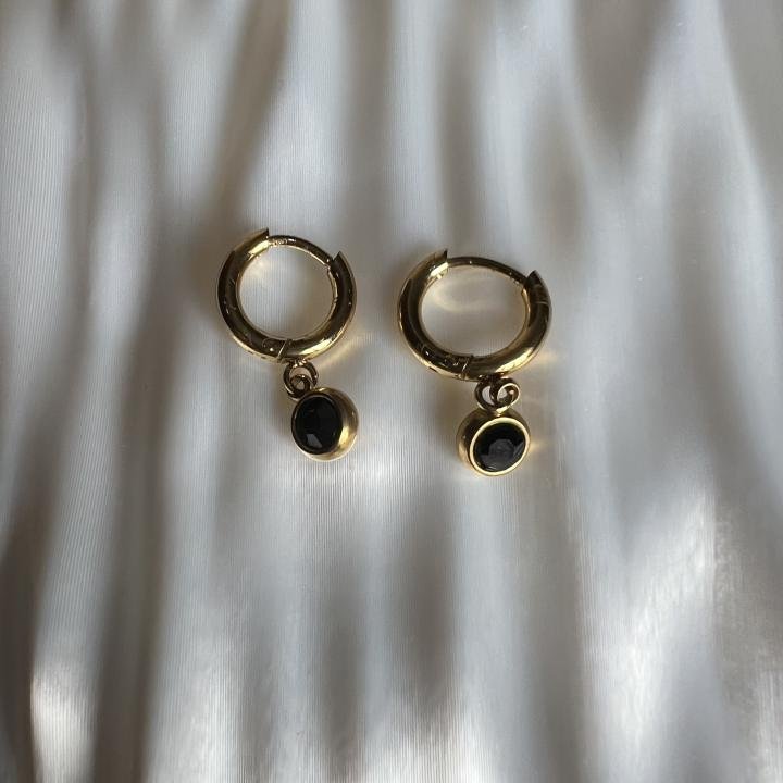 Black dainty hoops