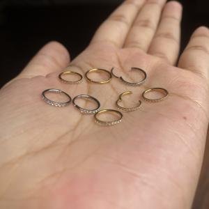 Titanium stone nose ring